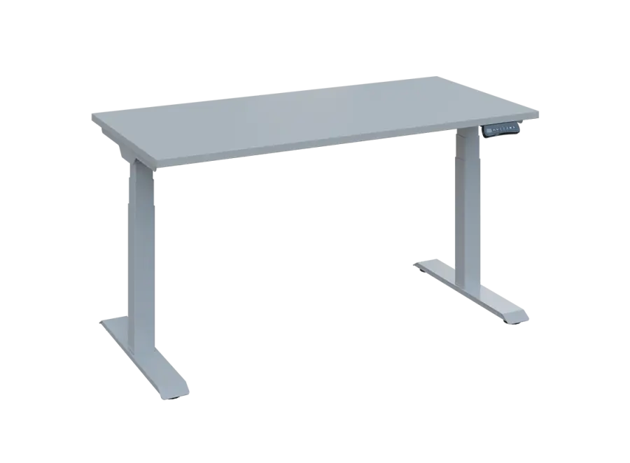 Fleximax 27-14 výškově nastavitelný stůl, kovová podnož stříbrná, deska 25 mm, široký 1400 mm, šedá